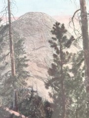 Vintage Hand Tint Oil Color Photo Yosemite CA. Sentinel North Dome 15”x11” VGC