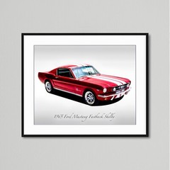 Classic Cars – 1965 Ford Mustang Fastback Shelby – Red – Muscle Car – Print