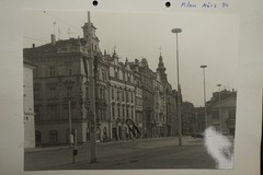 Photo View Czech Republic Pilsen 1994 Sign Street Building House Facade Large Car