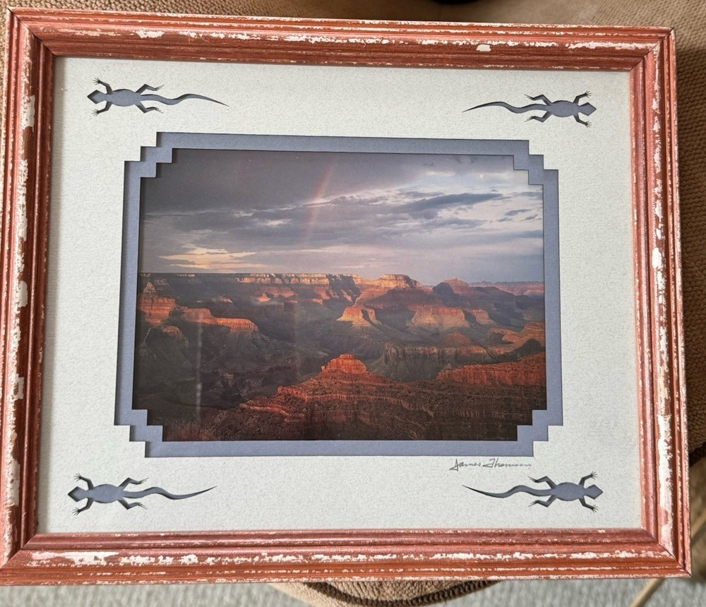 James Thomson Signed Framed Photograph Rainbow Grand Canyon Southwestern 9”x 11”