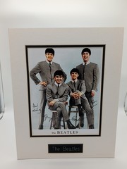 Beatles 1964 Signed Color Print Plaque Dbl Matted Unframed 14×11