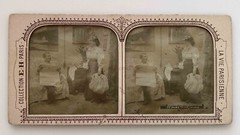 The Parisian Way of Life Couple Genre Scene C1880 Photo Stereo Diorama Vintage §N1
