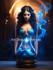 Digital Image Picture Photo Wallpaper Background, Genie Girl in a Bottle