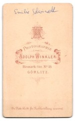 Photograph A. Winkler, Görlitz, Bismark-Str. 18, Emilie Schwindt with hood