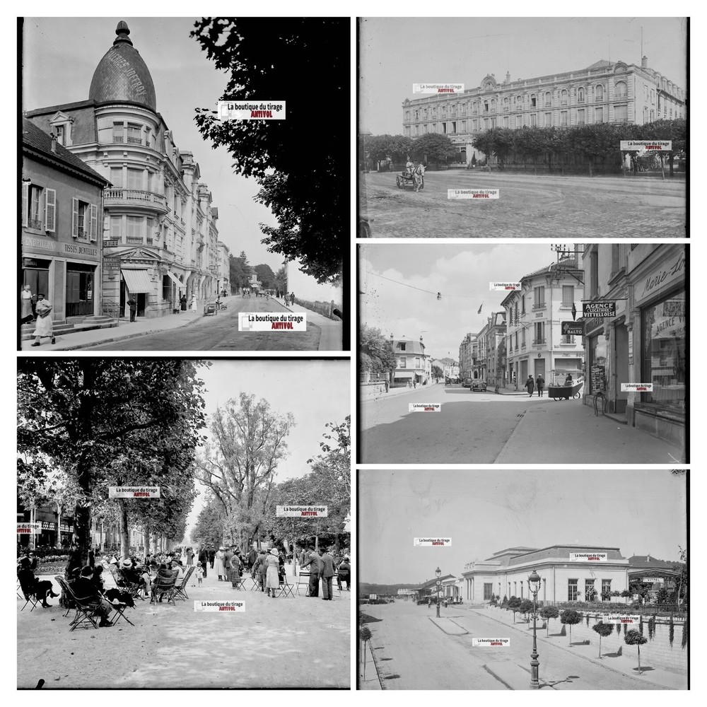 Vittel Vosges, France, Glass Plate Photos, Lot Of 5 Negatives 13×18 Cm