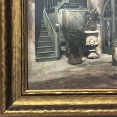 Old Brulatour Courtyard Tinted Photograph Delacroix Signed original frame 1930’s