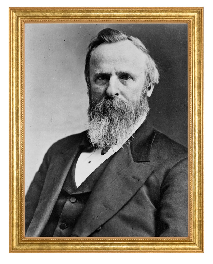 Rutherford B. Hayes Photograph in a Aged Gold Frame