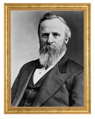 Rutherford B. Hayes Photograph in a Aged Gold Frame