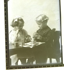 Antique Photograph Glass Negative Children & Toys – Playing with Blocks @ 1919