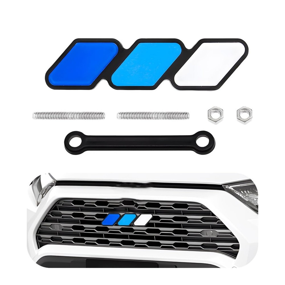 Yourkar Front Grille Badge, Classic Retro Tri-Color Stripe Automotive Mesh Gr…