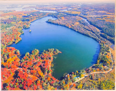 Blueberry Lake, Sawyer Co, Wisc, South of the Chippewa Air Photo. Frame Optional