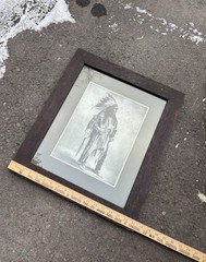 Vintage Print Omaha Chief, Black Bird , 9×13, Wood Frame , Heyn 1890’s