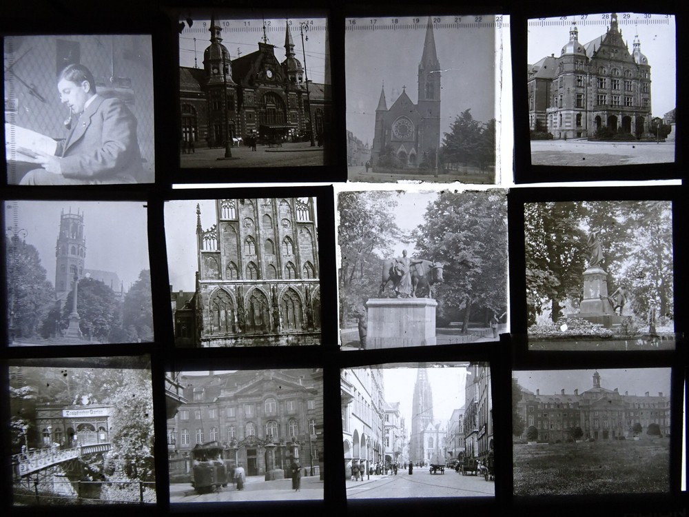 13 pieces historical photograph positive glass plate 8.5×8.5 cm Münster around 1915