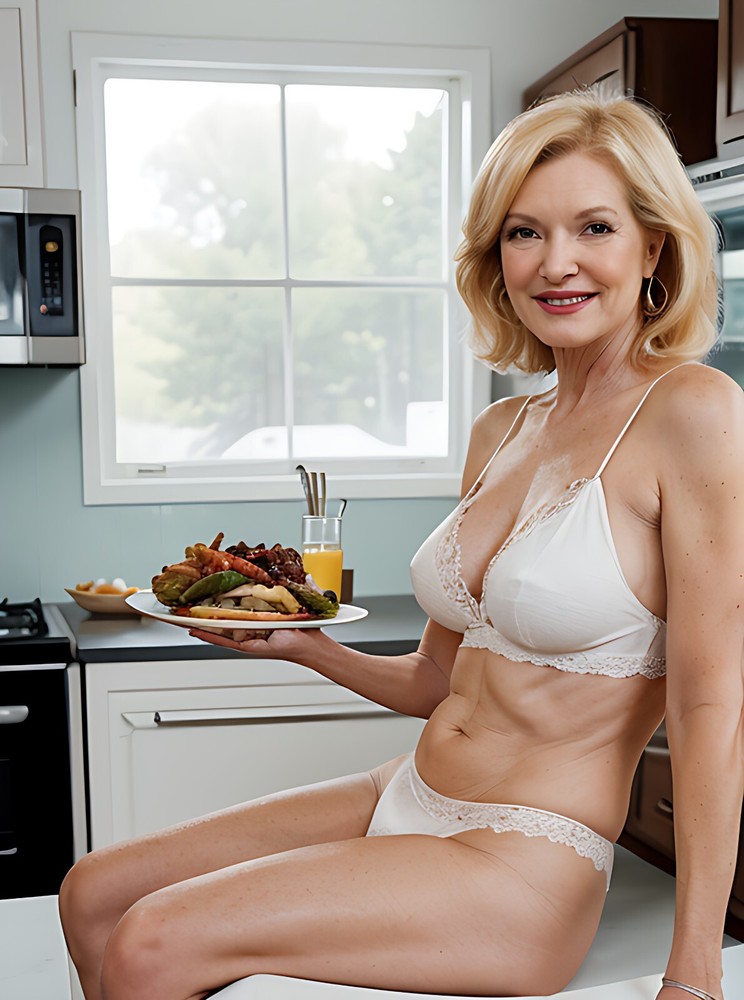 Pretty Older Lady Serving Food,Nude.AI PHOTO 5 X 7. GLOSSY LAB PROCESSED. Gal