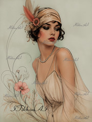 Digital Art Image Painting Portrait Women Flowers Background Desktop Wallpaper