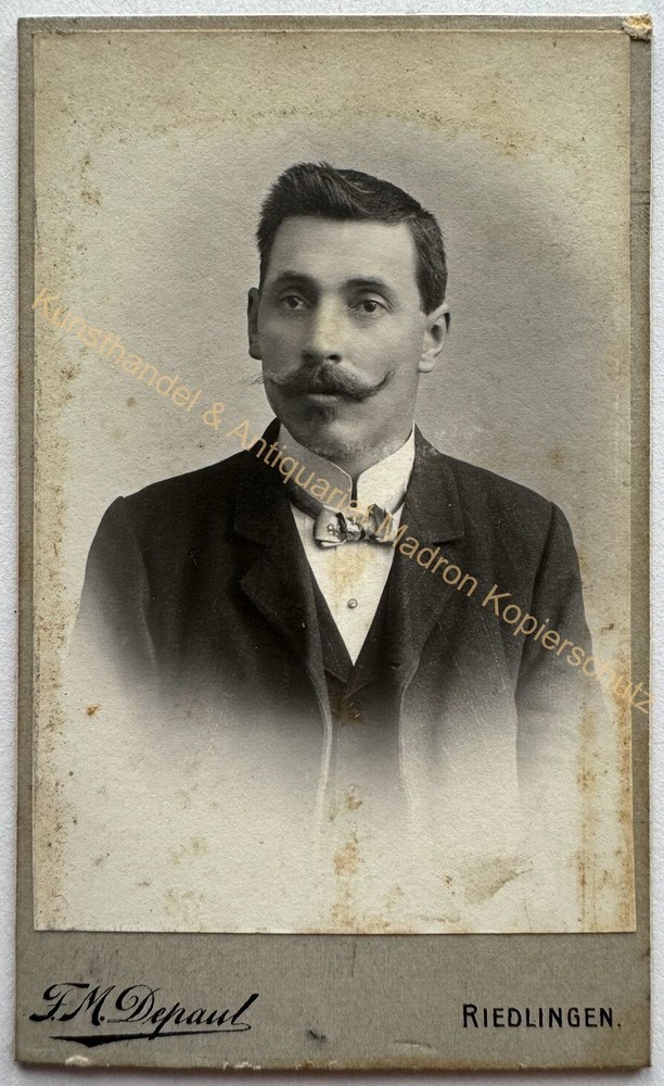 orig. CDV photo photography photograph Mr. Mann fashion around 1890 Depaul Riedlingen