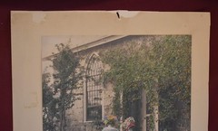 Vintage Colorized Photograph Print of Two Women Walking in a Garden