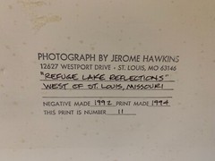 “Refuge Lake Reflections” Orignal Printed Photograph Print Signed Jerome Hawkins