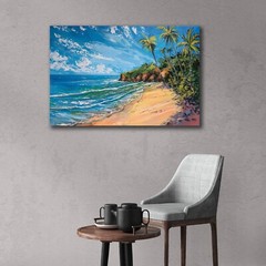 Beach Drawing Painting, Pastel Tropical Beach Art Hawaii Print Large Portrait
