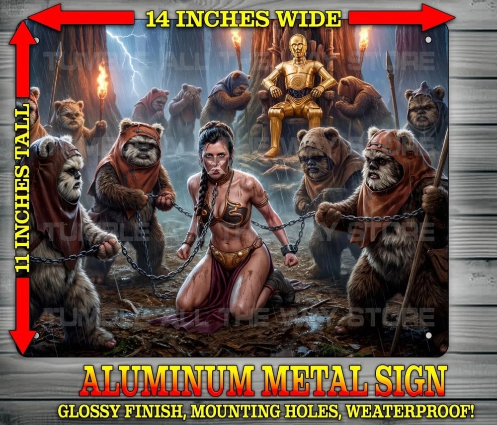 Slave Leia Captured By Ewoks on Endor Star Wars Metal Sign Art 11 » x 14″