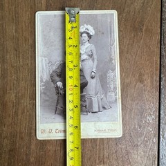 Antique Studio Portrait Man & Woman by W. U. Trimble Bonham Texas Cabinet Card