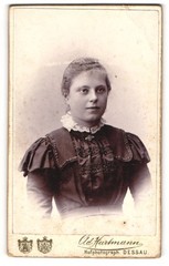 Photograph Ad. Hartmann, Dessau, Franz Str. 24b, pretty blonde girl in el