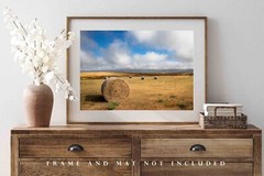 Country Photography Print – Picture of Hay Bales on Open Prairie in South Dakota
