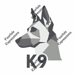 Set Of (5) Original Digital Art Images Of Various German Shepherd Dog K9 Logo A+