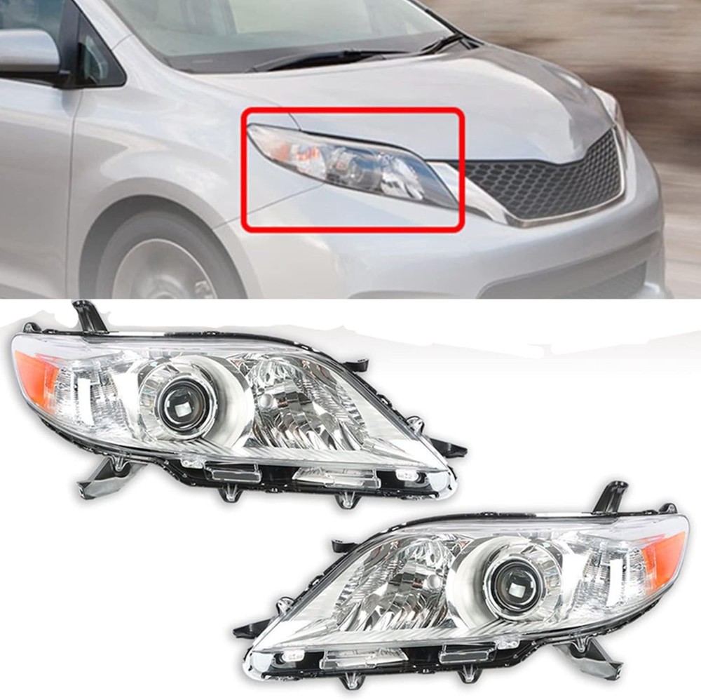 Headlights Assembly Replacement for Toyota Sienna 2011-2018 Halogen Headlights H