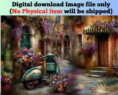 Italian street watercolor style picture background AI wallpaper for mobile & pc