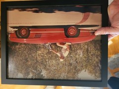 FABULOUS VINTAGE ORIGINAL PHOTO OF A MAN AND RARE MERCEDES AUTOMOBILE. 15X12 IN