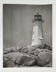 Vintage Large Black & White Photograph Photography Print Lighthouse Sea Nautical