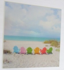 Chairs on Beach Day/Night Large 16×16 inches Lenticular Picture by Michael Brown