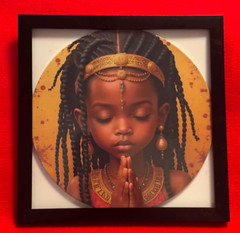 2D Flat 8×8″ Vintage African American Girl Metal Wall Art Custom Framed