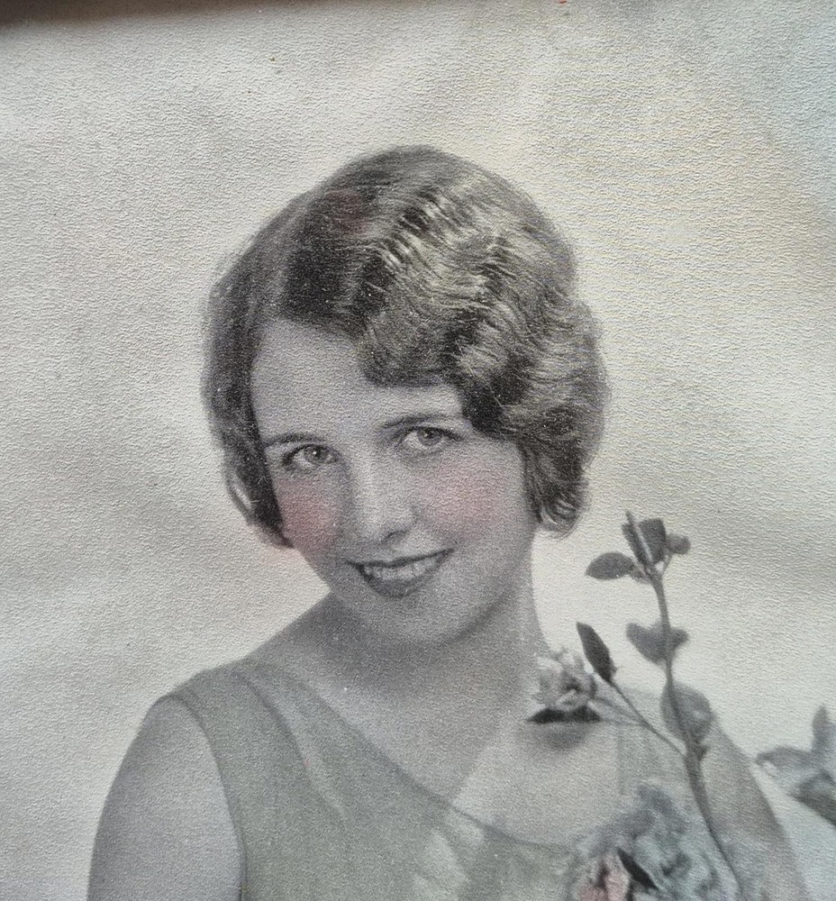 Flapper Girl Picture 1920s Colored Photo of Young Woman in Original Ornate Frame
