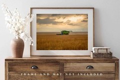 Combine Photography Print: Colorado Farm Equipment Wheat Harvest Country Photo