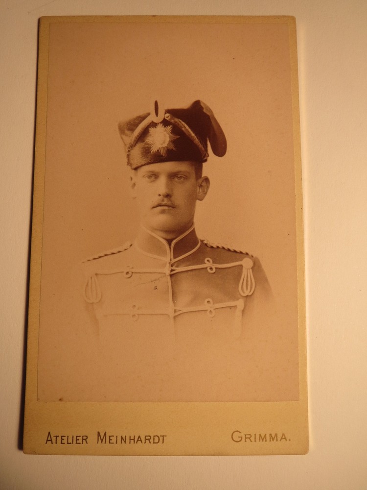 Grimma – 1893 – Adt. Bohemian as Soldier in Uniform with Hat – Hussar? / CDV