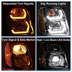 500% Brighter LED DRL Projector Headlight Assembly Compatible with 2007 2008 200