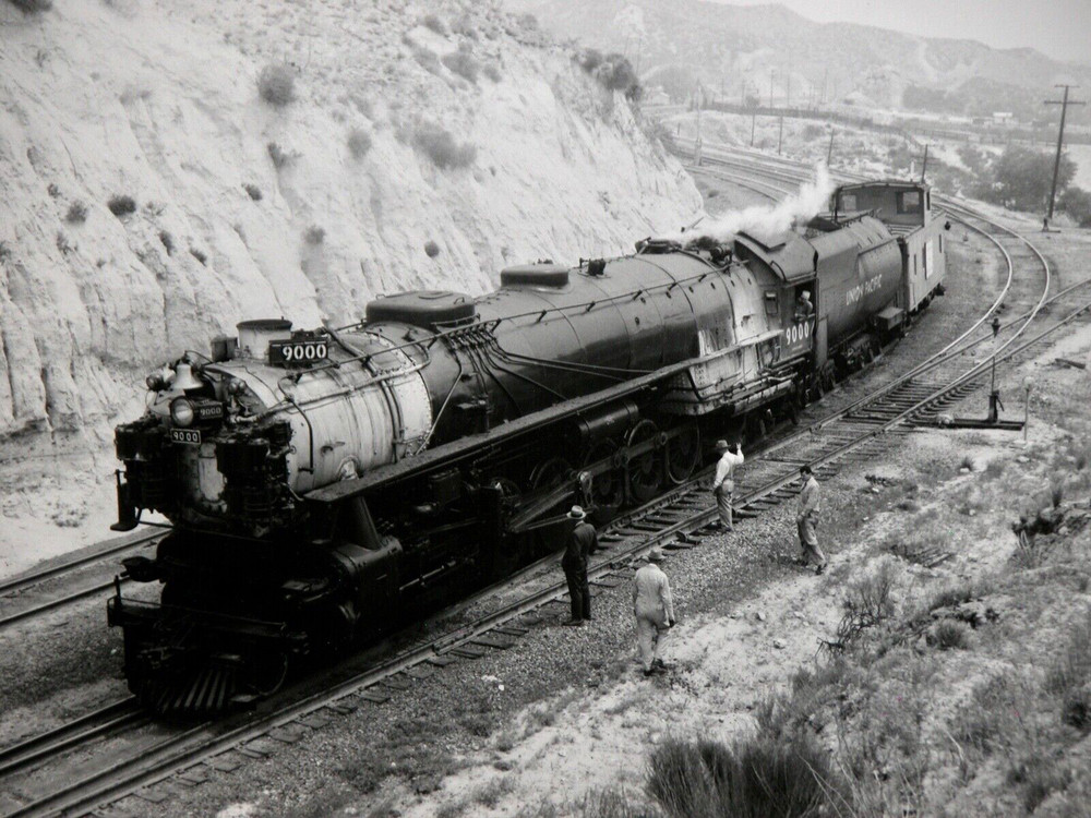 UNION PACIFIC 9000 Locomotive 8×10 Photograph Vtg 50s Railway Railroad APPROACH