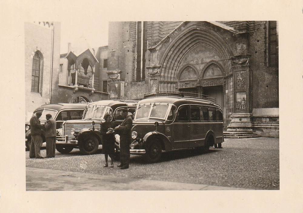 Vintage Photo People In Front Of Coaches