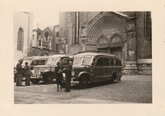 Vintage Photo People In Front Of Coaches