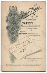 Photograph Joh. E. Hahn, Vienna, Mariahilferstrasse 105, portrait of half-grown K
