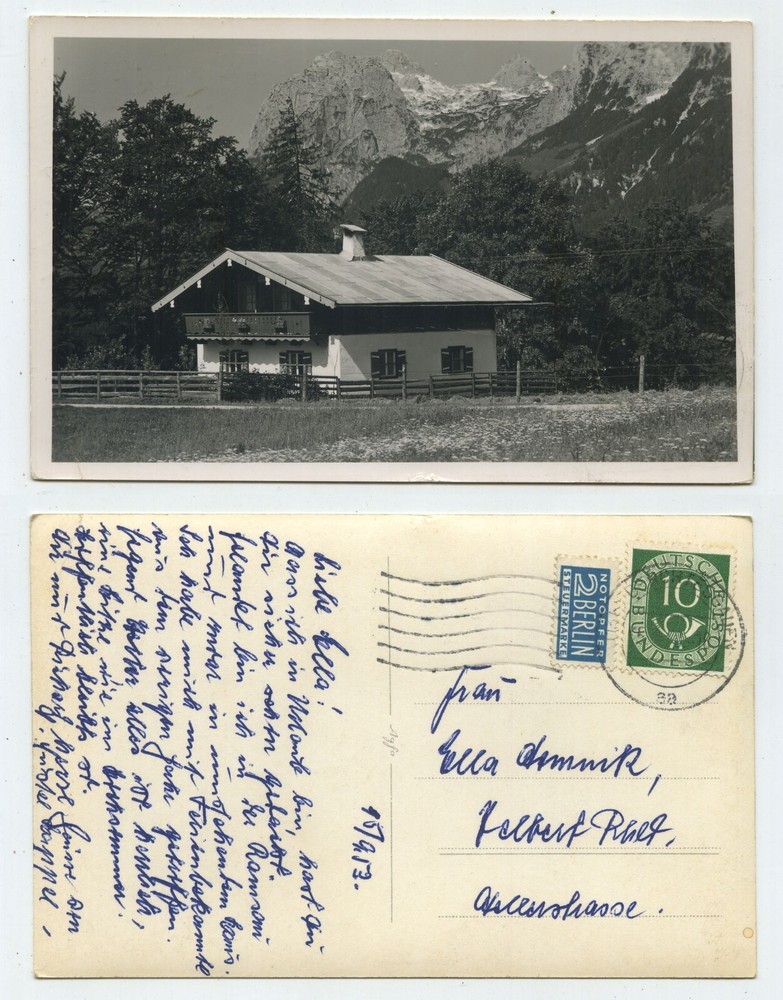 89900 – House in the Mountains – Photo as Postcard, Berchtesgaden 15.9.1953