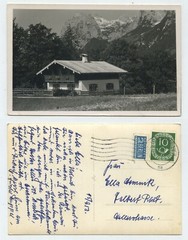 89900 – House in the Mountains – Photo as Postcard, Berchtesgaden 15.9.1953