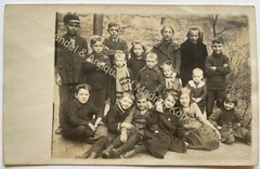 orig. Photo postcard poor children poverty around 1920 rental barracks Berlin orphans?