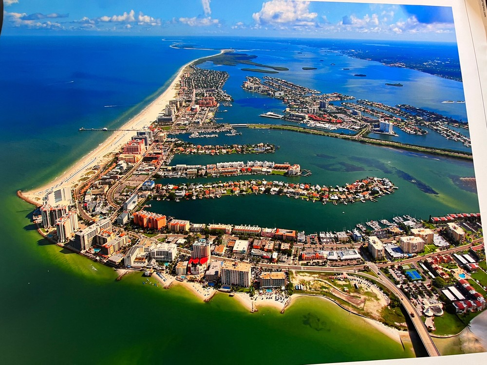 Clearwater Beach, Florida Aerial Color Photography On Canvas Large 32” X 52”