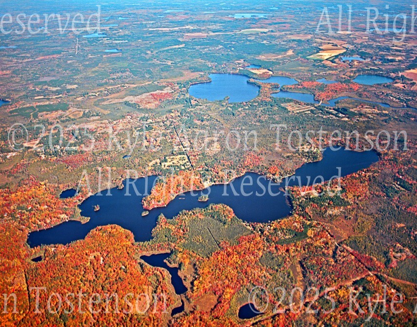 Thompson Lake, Rhinelander, Wisconsin, Oneida Co., Aerial Photo. Frame Optional.