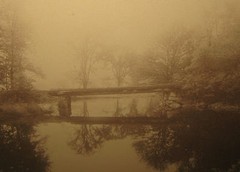 ANTIQUE *CLIFTON CHURCH* EARLY MORNING RIVER BRIDGE JACKSON NH LANDSCAPE PHOTO