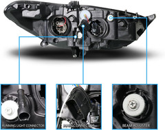 for 2013-2016 Ford Fusion Switchback LED Signal Square Projector Headlight Set –
