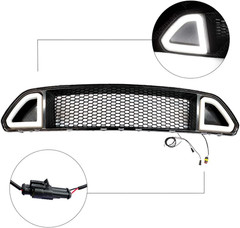 Front Bumper Grille Upper Grill Fit for 2015-2017 Ford Mustang | Black,W/Drl,Led